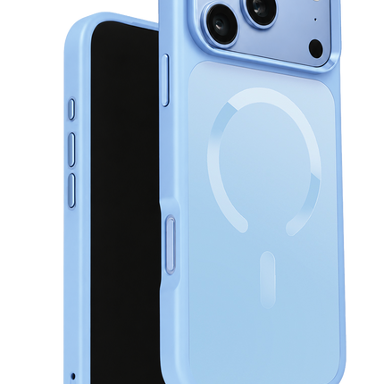 iPhone 17 Pro/18 Pro IRIS Matte Pure Glass Magsafe Kapak Kılıf - Açık Mavi