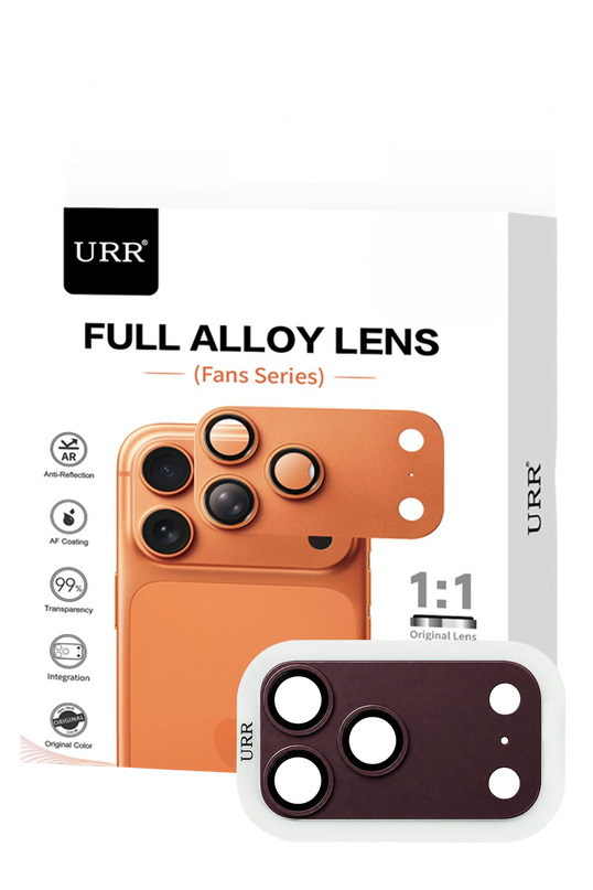 iPhone 18 Pro Fans Series Full Alloy Kamera Lens Koruyucu - Bordo