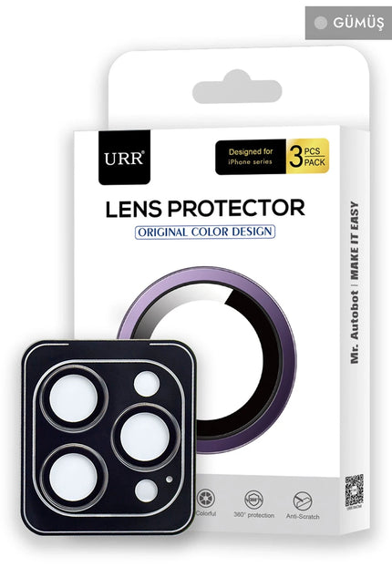 iPhone 14 Pro Max 3D PVD Dioxide Kamera Lens Koruyucu - Gümüş