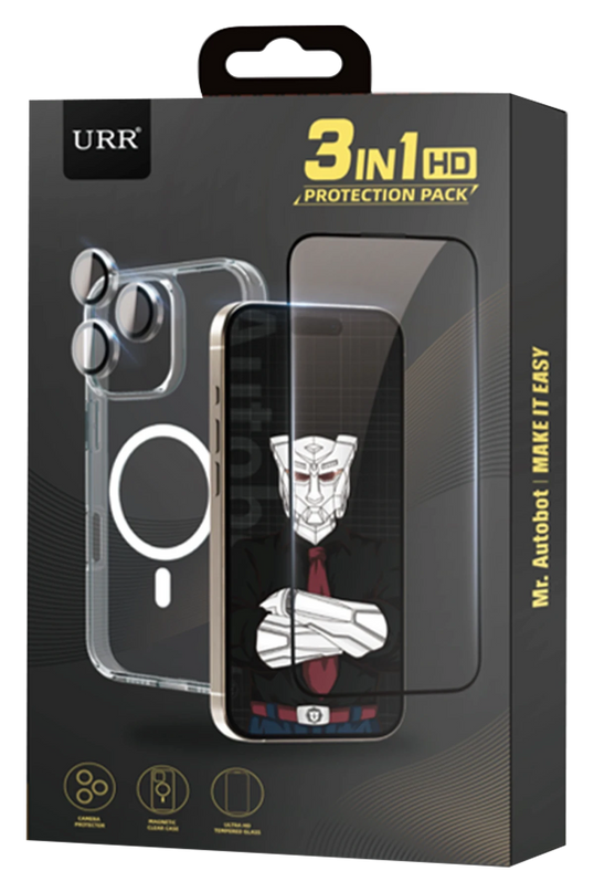 iPhone 14 Pro Max Crystal Clear Magsafe 3in1 Ekran Koruyucu ve Kamera Lens Set Kılıf