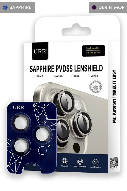 iPhone 14 Pro Max Sapphire PVDSS Kamera Lens Koruyucu - Derin Mor