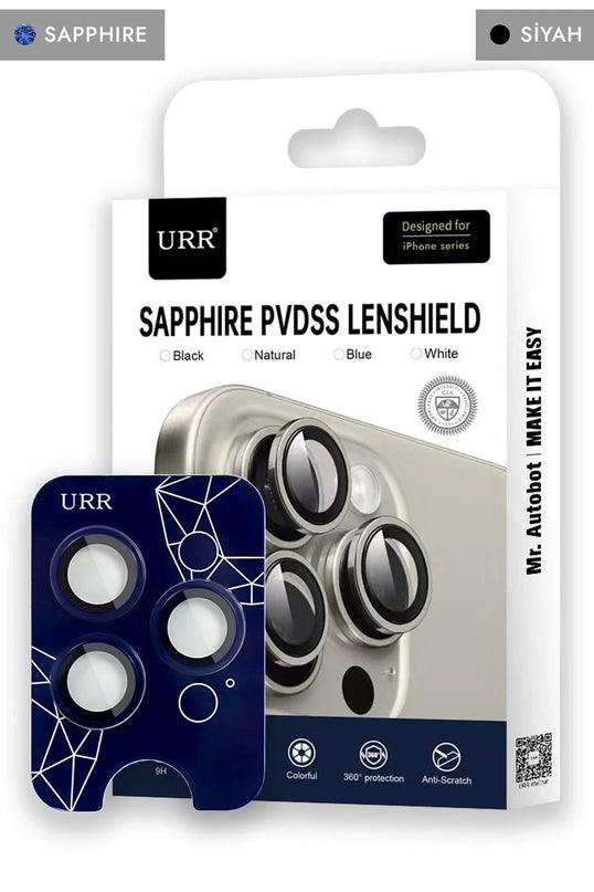 iPhone 14 Pro Max Sapphire PVDSS Kamera Lens Koruyucu - Siyah