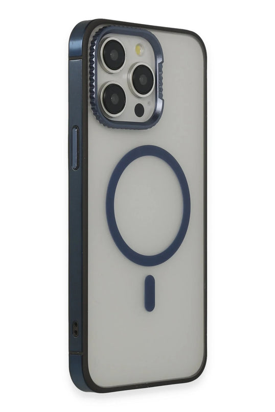 iPhone 15 Pro Max PVDSS Lens Titanium Edge Magsafe Kapak - Lacivert 2