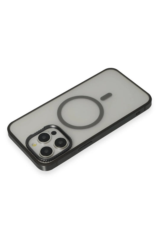iPhone 15 Pro Max PVDSS Lens Titanium Edge Magsafe Kapak - Siyah 3