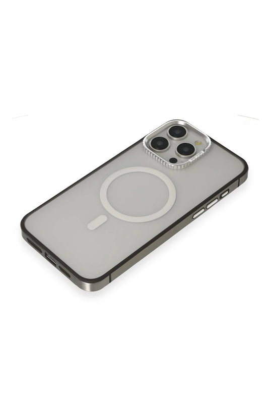 iPhone 15 Pro Max PVDSS Lens Titanium Edge Magsafe Kapak - Titan Gri 4