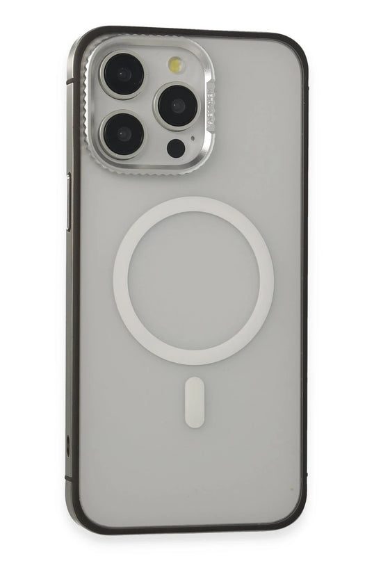 iPhone 15 Pro Max PVDSS Lens Titanium Edge Magsafe Kapak - Titan Gri