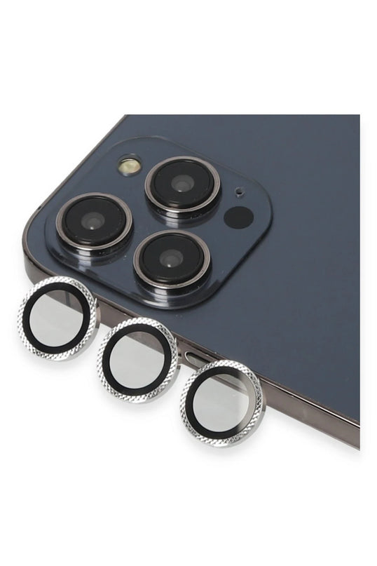 iPhone 15 Pro Max Rhomb Snakeskin AR Kamera Lens Koruyucu - Gümüş 2