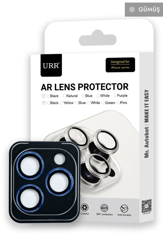 iPhone 15 Pro Max Rhomb Snakeskin AR Kamera Lens Koruyucu - Gümüş