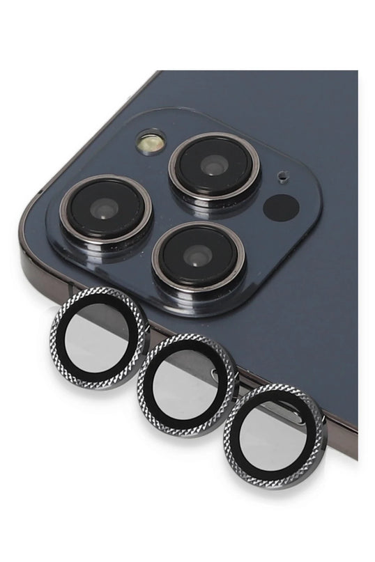 iPhone 15 Pro Max Rhomb Snakeskin AR Kamera Lens Koruyucu - Natural Grey 2