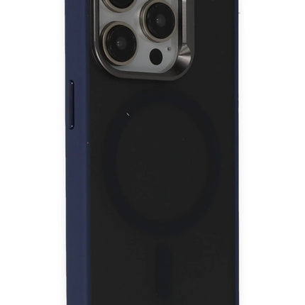 iPhone 15 Pro Metal Frame Matte Magsafe Kapak Kılıf - Lacivert 2