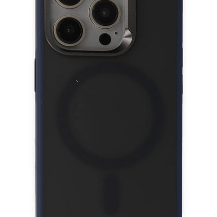 iPhone 15 Pro Metal Frame Matte Magsafe Kapak Kılıf - Lacivert