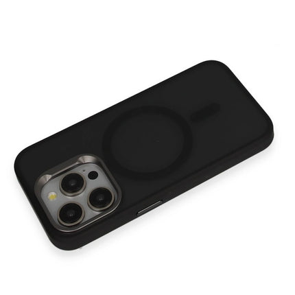 iPhone 15 Pro Metal Frame Matte Magsafe Kapak Kılıf - Siyah 3