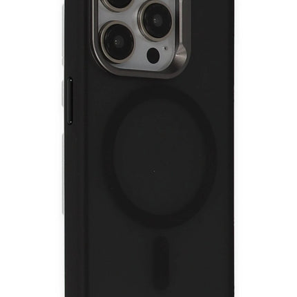 iPhone 15 Pro Metal Frame Matte Magsafe Kapak Kılıf - Siyah 2