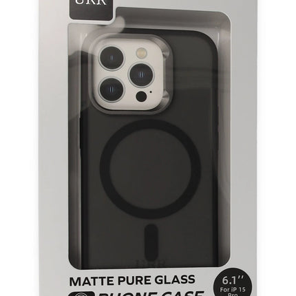 iPhone 15 Pro Metal Frame Matte Magsafe Kapak Kılıf - Siyah 5