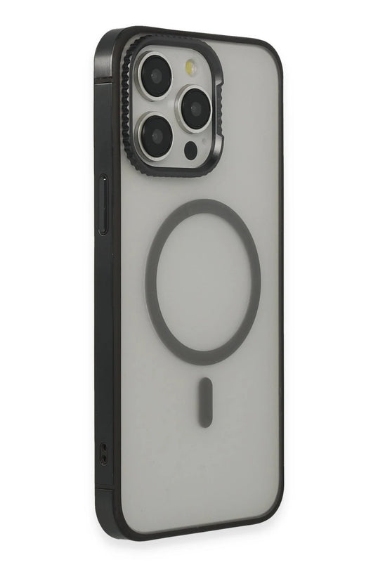 iPhone 15 Pro PVDSS Lens Titanium Edge Magsafe Kapak - Siyah 2