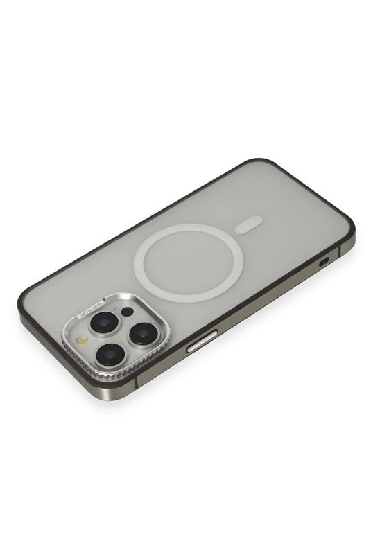 iPhone 15 Pro PVDSS Lens Titanium Edge Magsafe Kapak - Titan Gri 3