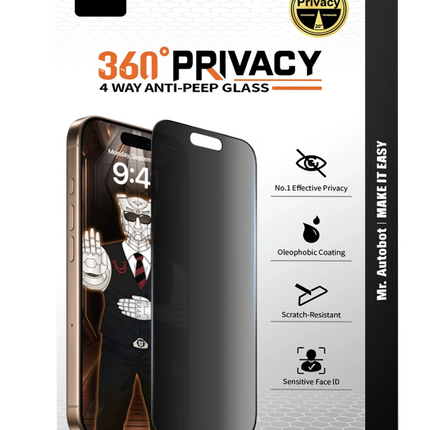 iPhone 16 Pro Max 4 Way Anti Spy 360 Privacy Cam Ekran Koruyucu