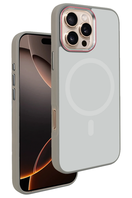 iPhone 16 Pro Max Matte Pure Glass Magsafe Kapak Kılıf - Titan Gri