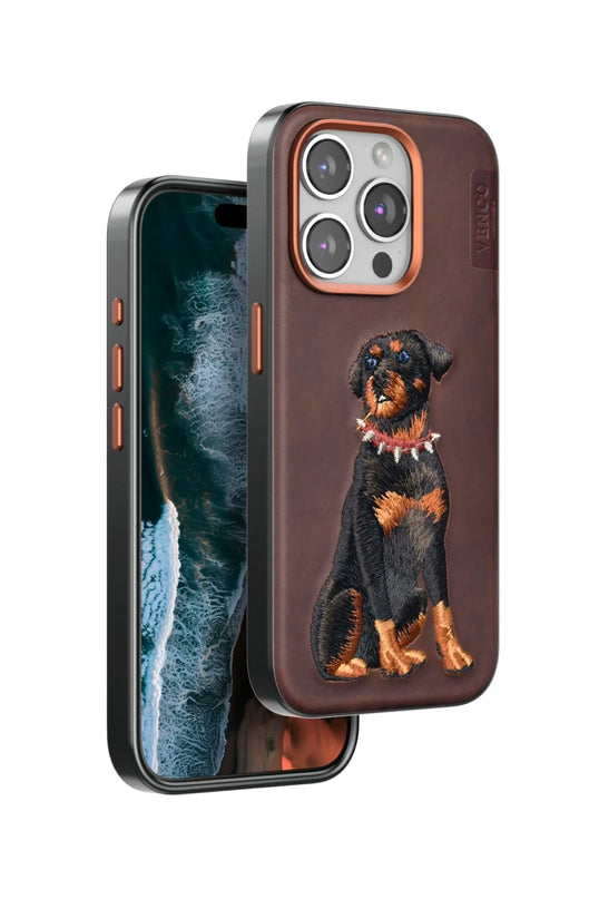 iPhone 15 Pro Perma Desenli Kapak Kılıf - Koyu Kahve 2
