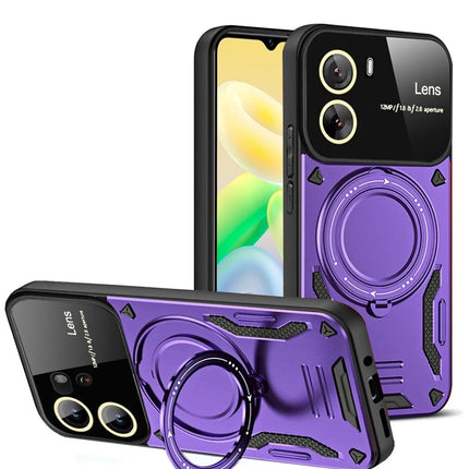 Vivo Y16 Joy Lens Standlı Kapak Kılıf - Mor