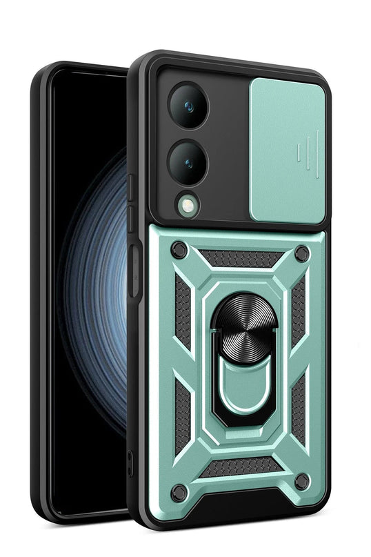 Vivo Y17S Pars Lens Yüzüklü Silikon Kılıf - Yeşil