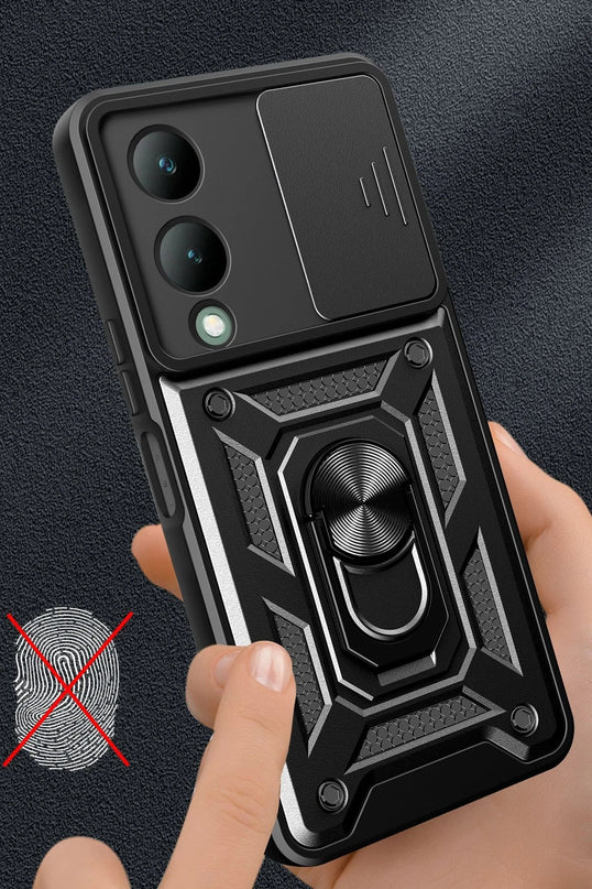 Vivo Y17S Pars Lens Yüzüklü Silikon Kılıf - Kırmızı 2