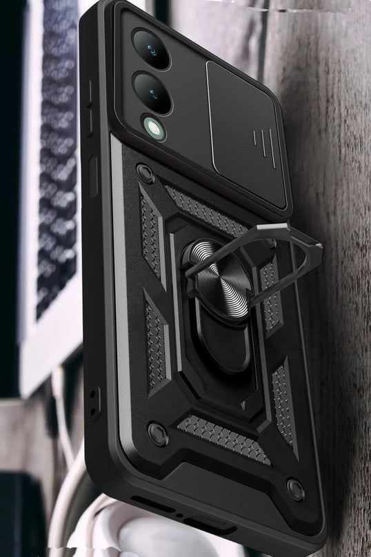 Vivo Y17S Pars Lens Yüzüklü Silikon Kılıf - Gold 3