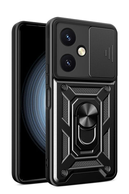 Vivo Y27 Pars Lens Yüzüklü Silikon Kılıf - Siyah