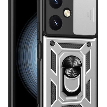 Vivo Y27 Pars Lens Yüzüklü Silikon Kılıf - Gümüş