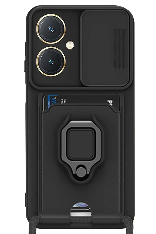 Vivo Y27 Zuma Kartvizitli Yüzüklü Silikon Kılıf - Siyah