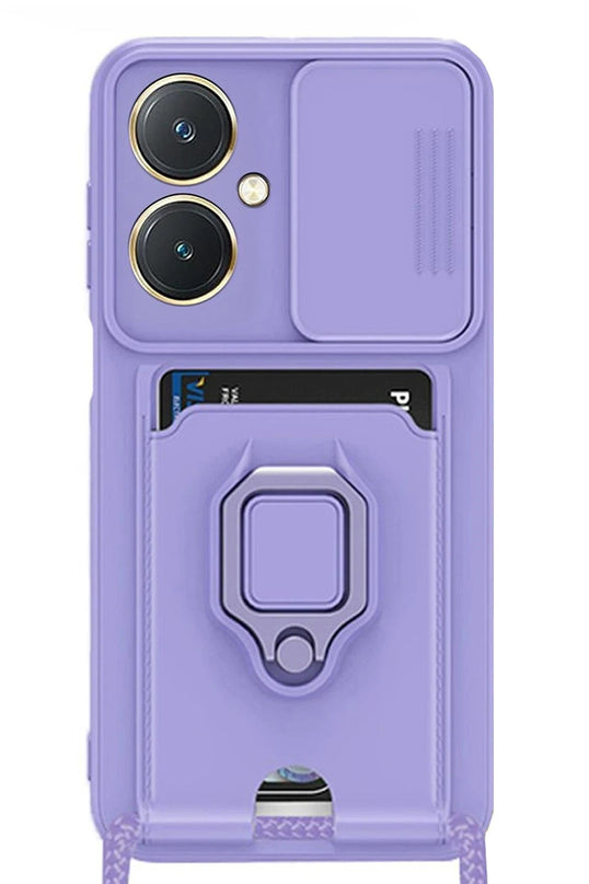 Vivo Y27 Zuma Kartvizitli Yüzüklü Silikon Kılıf - Lila