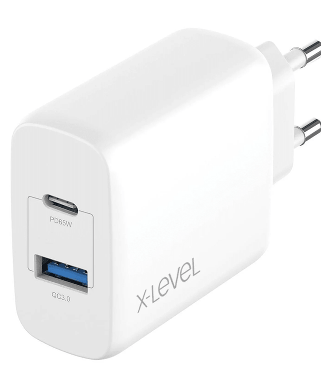 X-Level XC4035 X-Charger Ultraboost 65W GaN 2 Portlu PD Şarj Adaptörü Beyaz