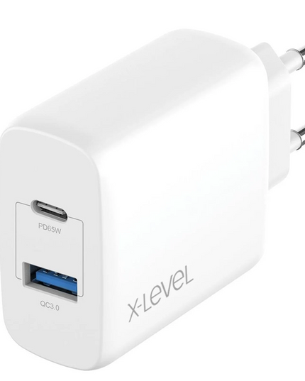 X-Level XC4035 X-Charger Ultraboost 65W GaN 2 Portlu PD Şarj Adaptörü Beyaz
