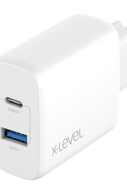 X-Level XC4035 X-Charger Ultraboost 65W GaN 2 Portlu PD Şarj Adaptörü Beyaz