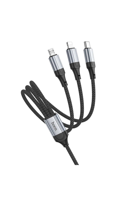 X102 Fresh 1M 2.4A 3in1 USB to Type-C / Lightning ve Micro Çıkışlı Hızlı Şarj Data Kablosu 2