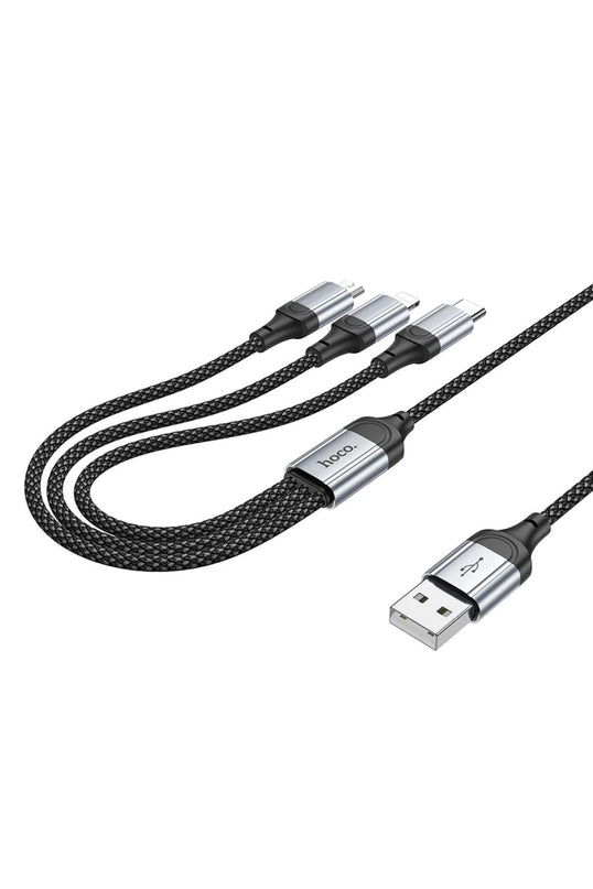 X102 Fresh 1M 2.4A 3in1 USB to Type-C / Lightning ve Micro Çıkışlı Hızlı Şarj Data Kablosu 5