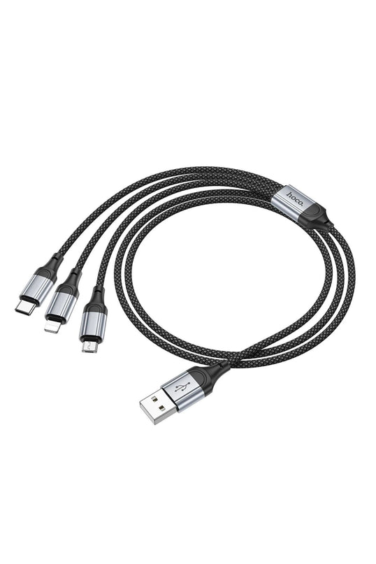 X102 Fresh 1M 2.4A 3in1 USB to Type-C / Lightning ve Micro Çıkışlı Hızlı Şarj Data Kablosu 6
