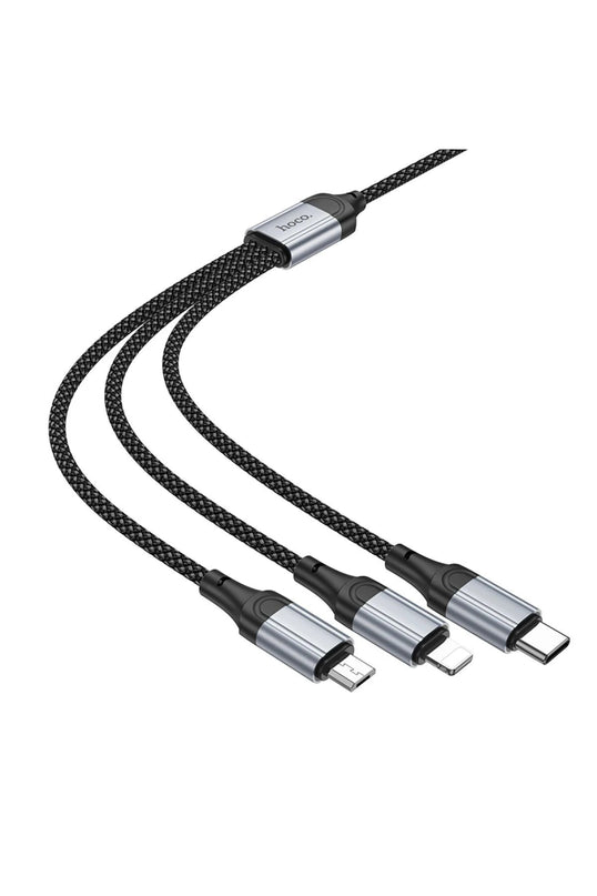 X102 Fresh 1M 2.4A 3in1 USB to Type-C / Lightning ve Micro Çıkışlı Hızlı Şarj Data Kablosu 4