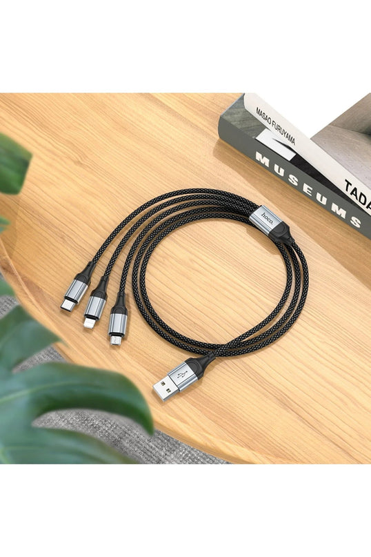 X102 Fresh 1M 2.4A 3in1 USB to Type-C / Lightning ve Micro Çıkışlı Hızlı Şarj Data Kablosu 8