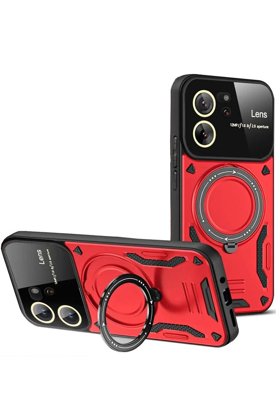 Xiaomi Mi 13T Pro Joy Lens Standlı Kapak Kılıf - Kırmızı