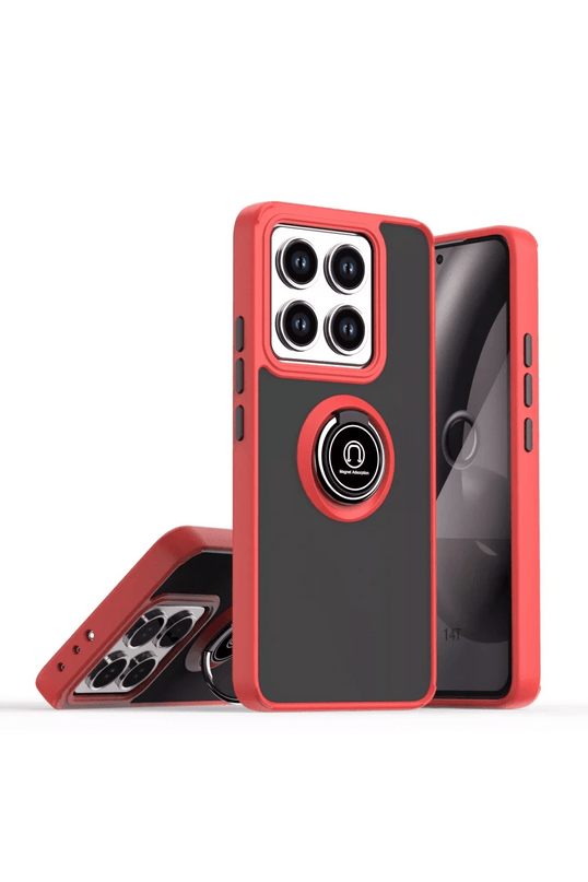 Xiaomi Mi 14T Pro Montreal Yüzüklü Silikon Kapak Kılıf - Kırmızı