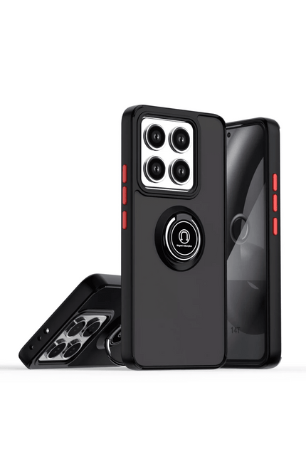 Xiaomi Mi 14T Pro Montreal Yüzüklü Silikon Kapak Kılıf - Siyah