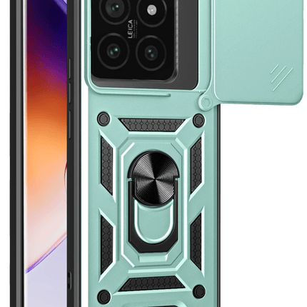 Xiaomi Mi 14T Pro Pars Lens Yüzüklü Silikon Kılıf - Yeşil