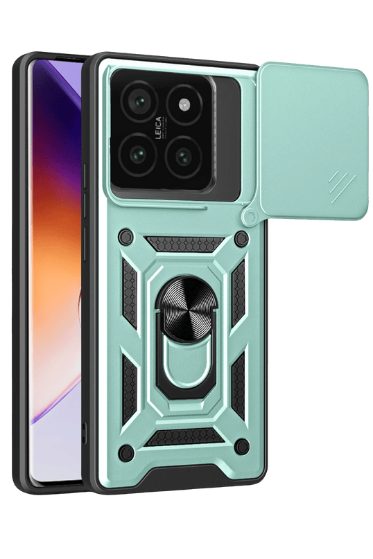 Xiaomi Mi 14T Pro Pars Lens Yüzüklü Silikon Kılıf - Yeşil