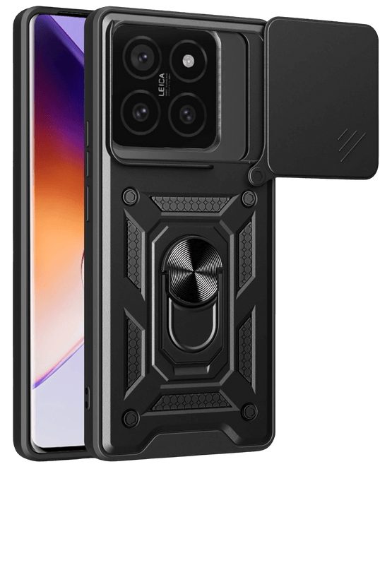 Xiaomi Mi 14T Pro Pars Lens Yüzüklü Silikon Kılıf - Siyah