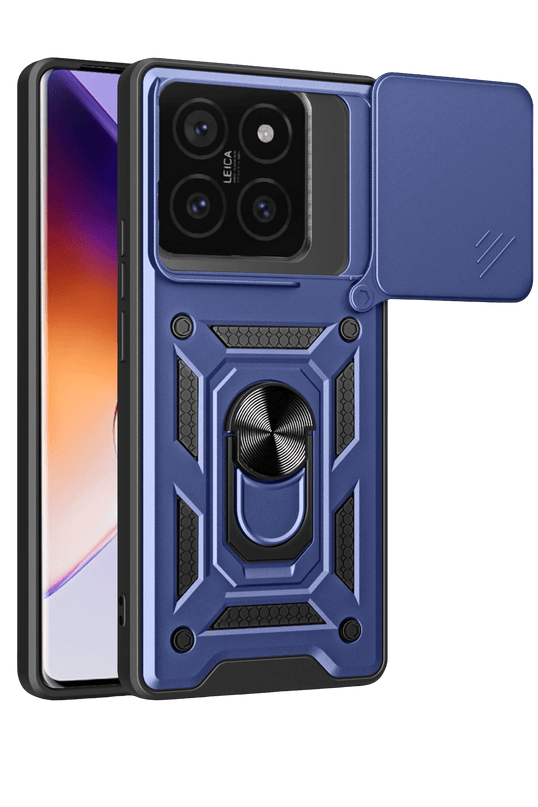 Xiaomi Mi 14T Pro Pars Lens Yüzüklü Silikon Kılıf - Lacivert