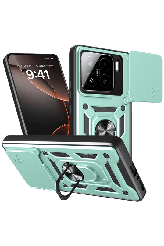 Xiaomi Mi 15 Pars Lens Yüzüklü Silikon Kılıf - Yeşil