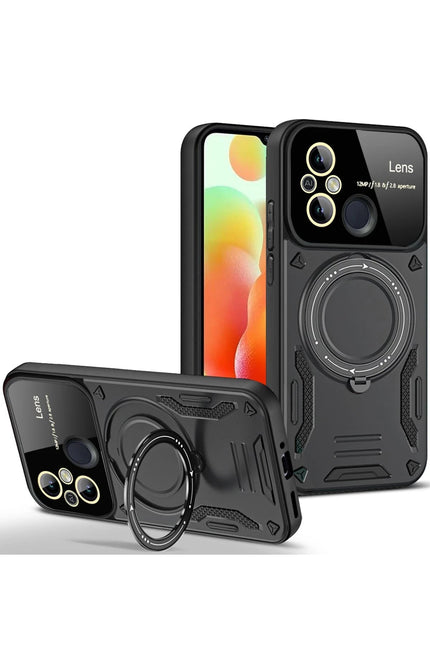 Xiaomi Redmi 12C Joy Lens Standlı Kapak Kılıf - Siyah