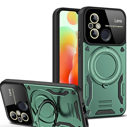 Xiaomi Redmi 12C Joy Lens Standlı Kapak Kılıf - Koyu Yeşil