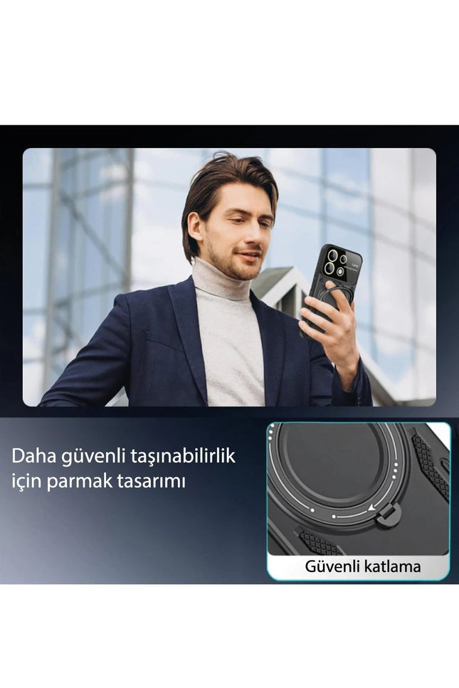 Xiaomi Redmi 12C Joy Lens Standlı Kapak Kılıf - Siyah 4